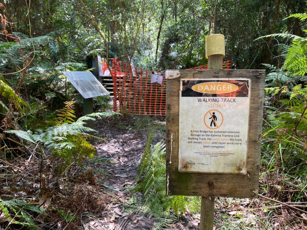 'Walking Track Closed' sign